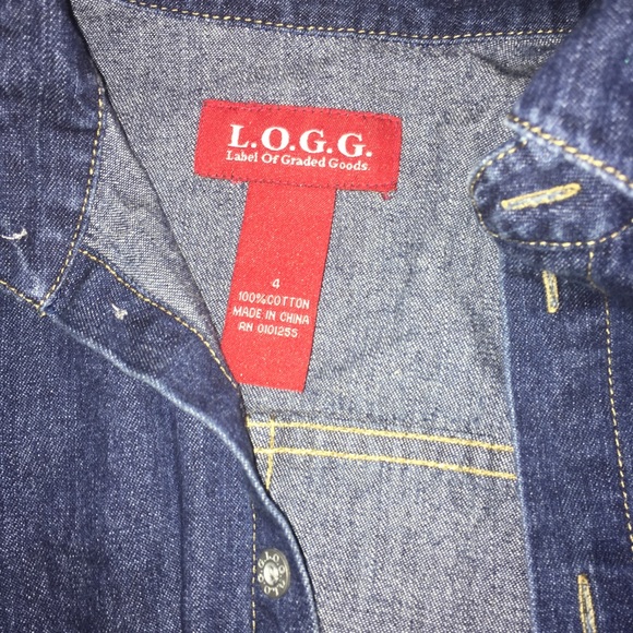 LOGG Denim Button Down 3/4 Sleeve Shirt Size 4 - Picture 2 of 4